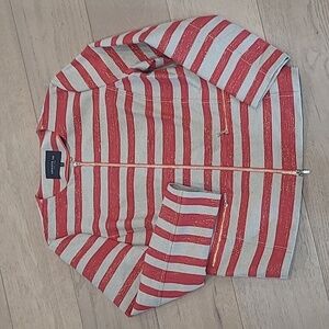 EUC Lafayette 148 New York Blazer Women's sz M Full Zip Blazer Striped Jacket